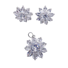 SET JUEGO FLOR ZIRCONIAS CORTE HOJA - PLATA .925