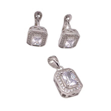SET JUEGO RECTÁNGULO ZIRCONIA BLANCO - PLATA .925