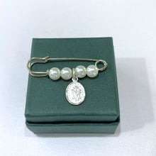 PIN FISTOL BROCHE CON MEDALLA - VIRGEN MILAGROSA - PLATA .925