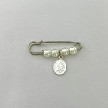 PIN FISTOL BROCHE CON MEDALLA - VIRGEN MILAGROSA - PLATA .925