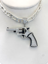 DIJE REVOLVER ARMA CON ZIRCONIA - PLATA .925