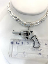 DIJE REVOLVER ARMA CON ZIRCONIA - PLATA .925
