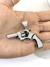 DIJE REVOLVER ARMA CON ZIRCONIA - PLATA .925