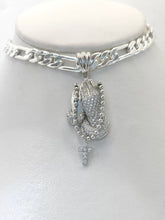 DIJE DE MANOS ORANDO CON ROSARIO - PLATA .925