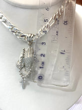 DIJE DE MANOS ORANDO CON ROSARIO - PLATA .925