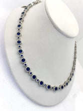 COLLAR GARGANTILLA ZIRCONIA AZUL MARINO - PLATA .925
