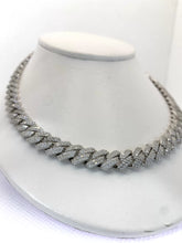 CADENA BARBADA CUBANA CON PIEDRA ZIRCONIA ICE - 55 CM X 1 CM - PLATA .925