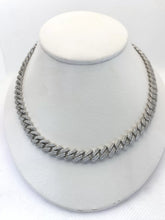 CADENA BARBADA CUBANA CON PIEDRA ZIRCONIA ICE - 55 CM X 8 MM - PLATA .925