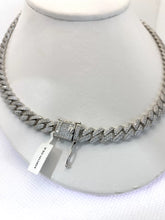 CADENA BARBADA CUBANA CON PIEDRA ZIRCONIA ICE - 55 CM X 8 MM - PLATA .925