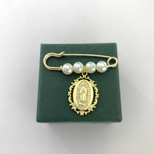 PIN FISTOL BROCHE CON MEDALLA DE CHAPA DE ORO - VIRGEN DE GUADALUPE (GRANDE)