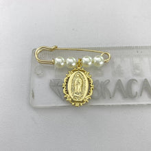 PIN FISTOL BROCHE CON MEDALLA DE CHAPA DE ORO - VIRGEN DE GUADALUPE (GRANDE)