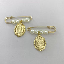 PIN FISTOL BROCHE CON MEDALLA DE CHAPA DE ORO - VIRGEN DE GUADALUPE (GRANDE)