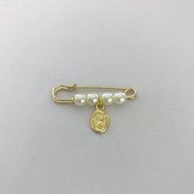 PIN FISTOL BROCHE CON MEDALLA DE CHAPA DE ORO - VIRGEN DE GUADALUPE (CHICO)