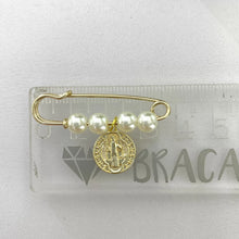 PIN FISTOL BROCHE CON MEDALLA DE CHAPA DE ORO - SAN BENITO ABAD