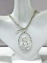 CADENA CON MEDALLA DOBLE VISTA VIRGEN DE GUADALUPE - MATE - PLATA .925