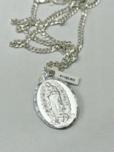 CADENA CON MEDALLA DOBLE VISTA VIRGEN DE GUADALUPE - MATE - PLATA .925