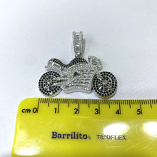 DIJE  MOTOCICLETA CON PIEDRA CIRCONIA - PLATA .925