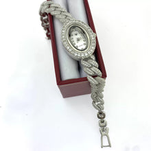 RELOJ OVAL CON ESLABON BARBADO - PLATA .925