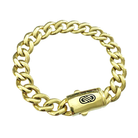 PULSO BARBADO LISO TIPO MONACO 1 cm - 18 cm - ORO 10K