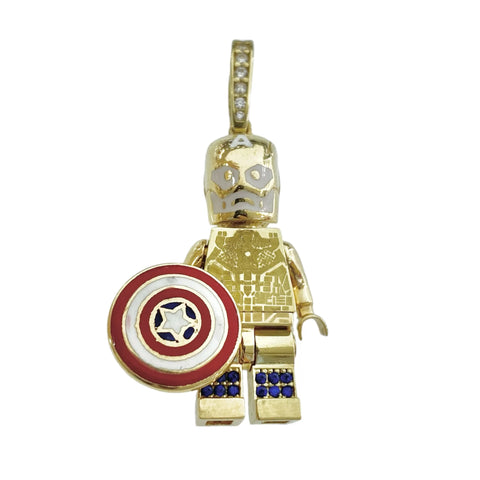 DIJE PERSONAJE CAPITÁN AMERICAA - ORO 10K