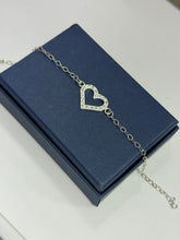 PULSERA CORAZON CONTORNO ZIRCONIA - PLATA .925