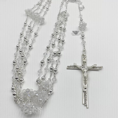 LAZO PLATEADO - CRISTAL ROMBO CON BOLA METAL