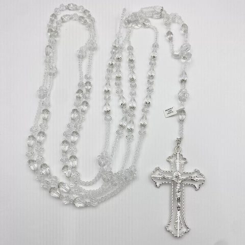LAZO PLATEADO - CRISTAL GOTAS CON CRISTO HUECO