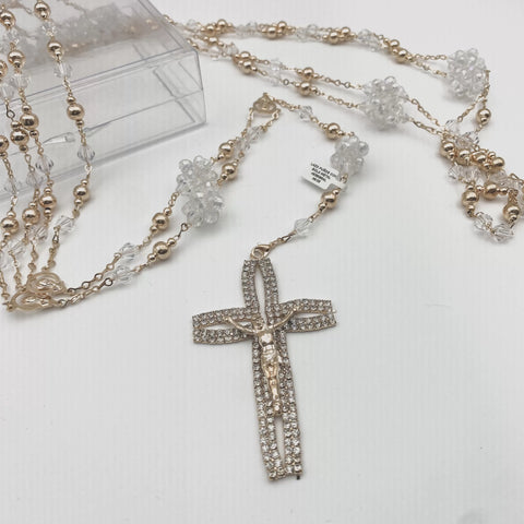 LAZO DORADO - CRISTAL ROMBO CON BOLA METAL