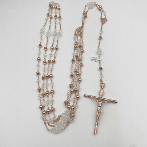 LAZO ORO ROSA - CRISTAL ROMBO CON BOLA METAL