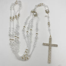 LAZO DORADO - CRISTAL CON PIEDRA ELEGANTE EN CRUCERO - SIN IMAGEN RELIGIOSA