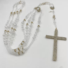 LAZO DORADO - CRISTAL CON PIEDRA ELEGANTE EN CRUCERO - SIN IMAGEN RELIGIOSA