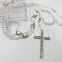 LAZO DORADO - CRISTAL CON PIEDRA ELEGANTE EN CRUCERO - SIN IMAGEN RELIGIOSA