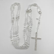 LAZO PLATEADO - CRISTAL CON PIEDRA ELEGANTE EN CRUCERO - SIN IMAGEN RELIGIOSA