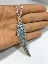 DIJE DE ALA DE ANGEL PAVONADO - 6 CM  - PLATA .925