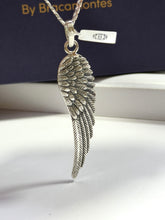 DIJE DE ALA DE ANGEL PAVONADO - 6 CM  - PLATA .925
