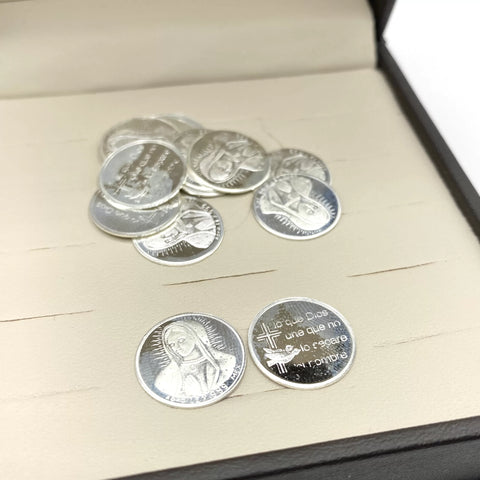 ESTUCHE 1 - ARRAS CH + CAJA - PLATA .925 - VIRGEN GPE MEDIO CUERPO