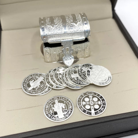 ESTUCHE 2 - ARRAS CH + COFRE + CAJA - PLATA .925 - SAN BENITO