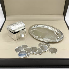 ESTUCHE 3 - ARRAS CH + COFRE + CHAROLA + CAJA - PLATA .925 - VIRGEN GPE CUERPO COMPLETO