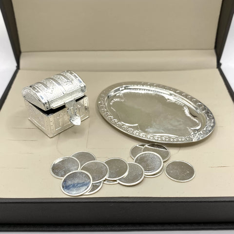 ESTUCHE 3 - ARRAS CH + COFRE + CHAROLA + CAJA - PLATA .925 - LISAS