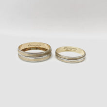 ARGOLLAS BI COLOR - TRES LINEAS BLANCO FONDO RAYADO AMARILLO - ORO 10K