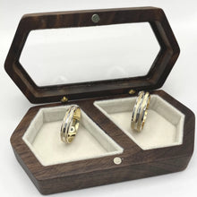 ARGOLLAS BI COLOR - TRES LINEAS BLANCO FONDO RAYADO AMARILLO - ORO 10K