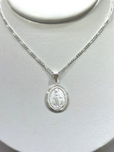 CADENA CON MEDALLA VIRGEN MILAGROSA - MATE - PLATA .925