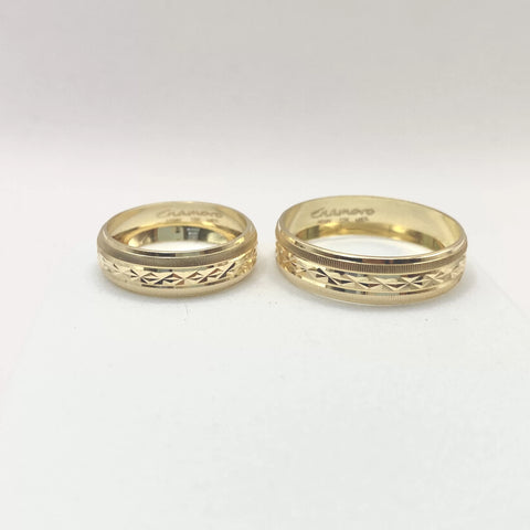 ARGOLLAS ORO AMARILLO - LINEAS CENTRAL FACETADA ANCHA - ORO 10K