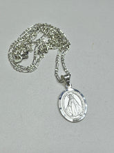 CADENA CON MEDALLA VIRGEN MILAGROSA - MATE - PLATA .925