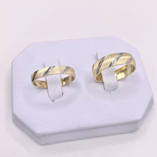 ARGOLLAS BI COLOR - LINEAS DIAGONALES BLANCO FONDO AMARILLO - ORO 10K