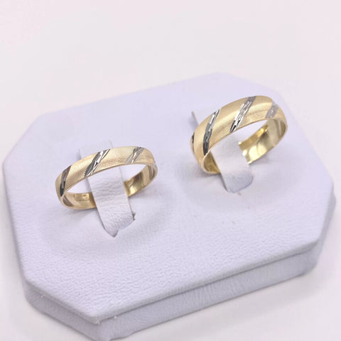 ARGOLLAS BI COLOR - LINEAS DIAGONALES BLANCO FONDO AMARILLO - ORO 10K