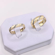 ARGOLLAS BI COLOR - LINEAS DIAGONALES BLANCO FONDO AMARILLO - ORO 10K