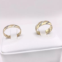 ARGOLLAS BI COLOR - LINEAS DIAGONALES BLANCO FONDO AMARILLO - ORO 10K