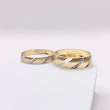 ARGOLLAS BI COLOR - LINEAS DIAGONALES BLANCO FONDO AMARILLO - ORO 10K