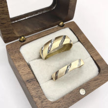 ARGOLLAS BI COLOR - LINEAS DIAGONALES BLANCO FONDO AMARILLO - ORO 10K